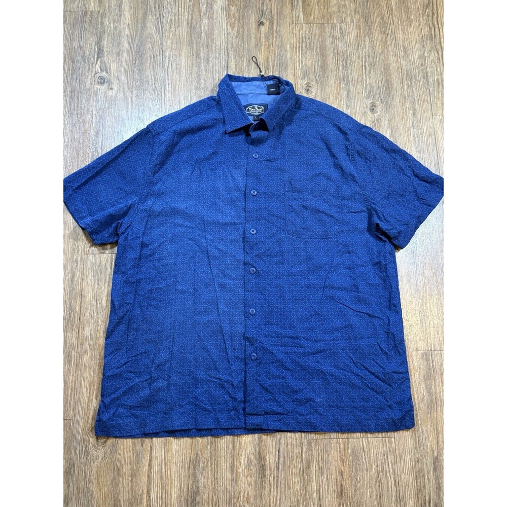 NWT Nat Nast Silk Button Up Shirt Geometric Print Navy Blue Large Preppy
